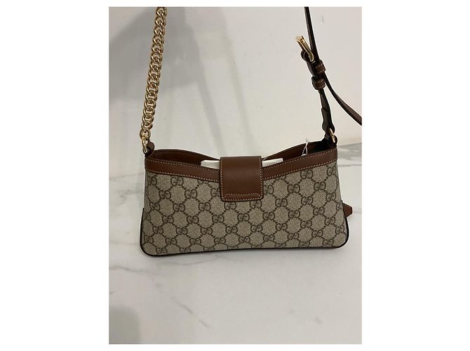 Gucci Borsa Padlock in tela GG Supreme e pelle Marrone Beige - vista 7