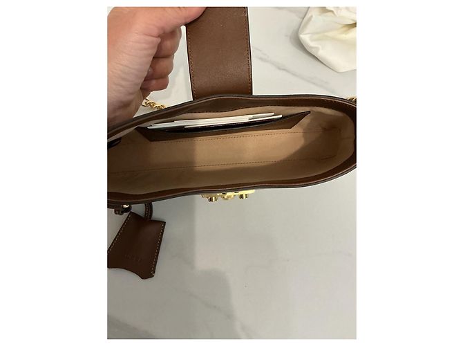 Gucci Borsa Padlock in tela GG Supreme e pelle Marrone Beige - vista 9