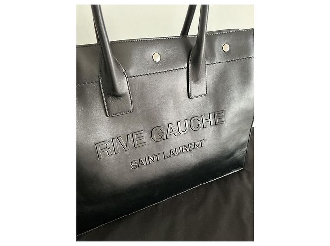 Saint Laurent Rive Gauche Borsa Tote in Pelle Nera Nero - vista 10
