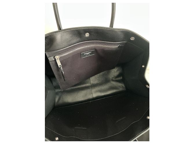 Saint Laurent Rive Gauche Borsa Tote in Pelle Nera Nero - vista 12