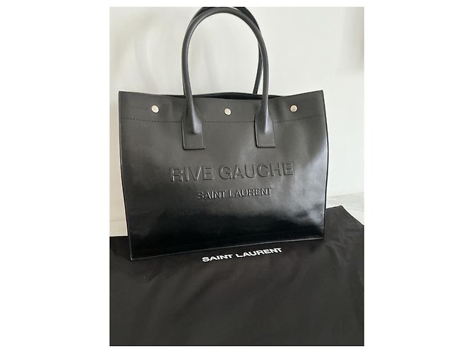 Saint Laurent Rive Gauche Borsa Tote in Pelle Nera Nero - vista 2