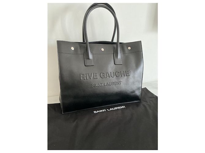 Saint Laurent Rive Gauche Borsa Tote in Pelle Nera Nero - vista 3