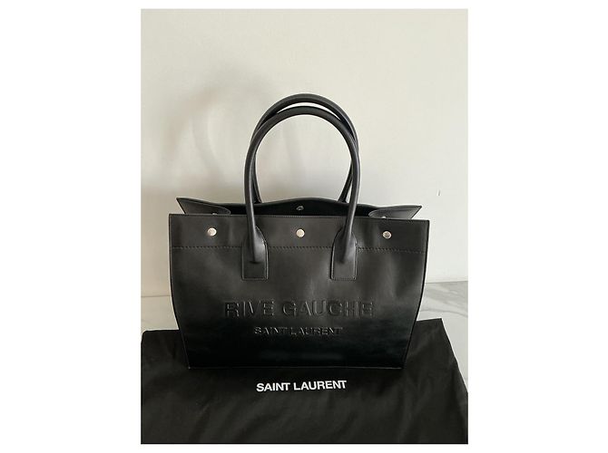 Saint Laurent Rive Gauche Borsa Tote in Pelle Nera Nero - vista 4