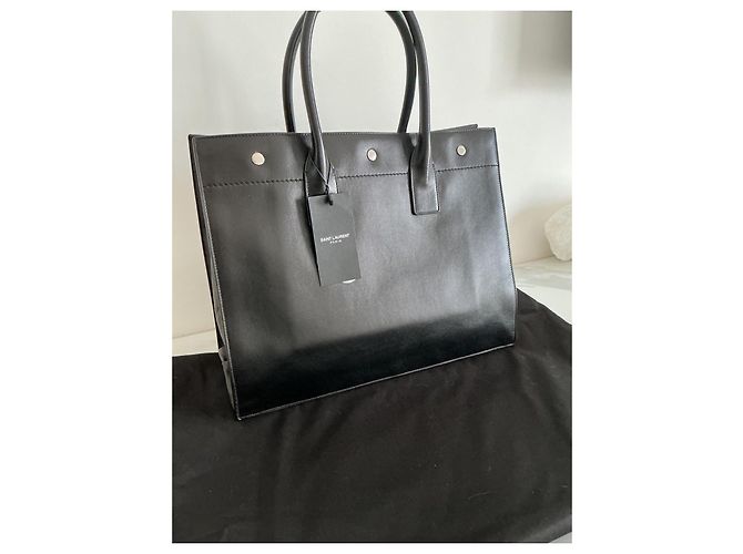 Saint Laurent Rive Gauche Borsa Tote in Pelle Nera Nero - vista 6