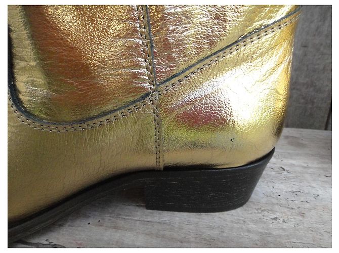 Autre Marque Stivaletti in pelle dorata Via Roma 15 D'oro - vista 11