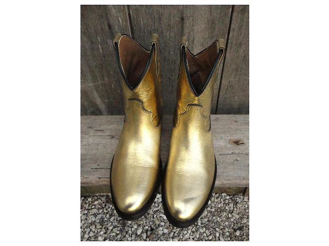 Autre Marque Stivaletti in pelle dorata Via Roma 15 D'oro - vista 5
