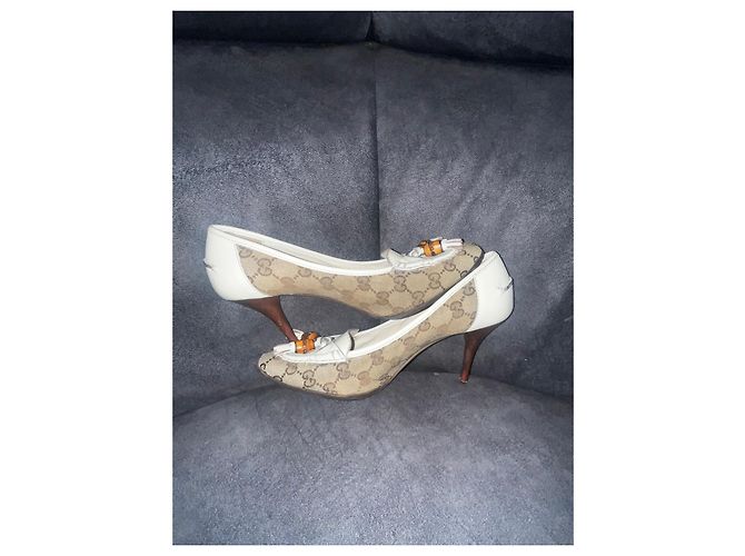 Bamboo Gucci Décolleté Tela Monogramma GG e Pelle Bambù - vista 3