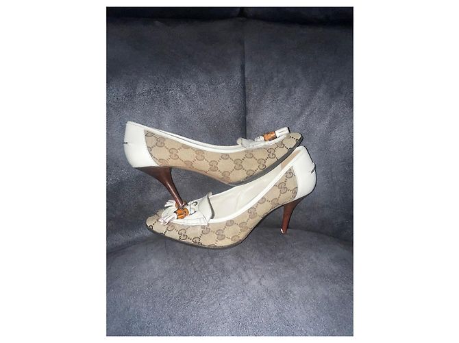 Bamboo Gucci Décolleté Tela Monogramma GG e Pelle Bambù - vista 4
