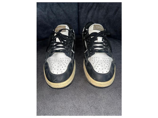 Amiri Skeleton Sneakers Low Top Nero Bianco - vista 2