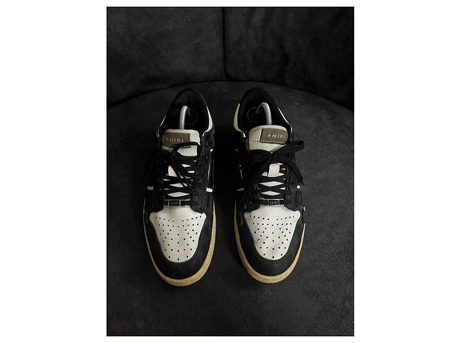 Amiri Skeleton Sneakers Low Top Nero Bianco - vista 3