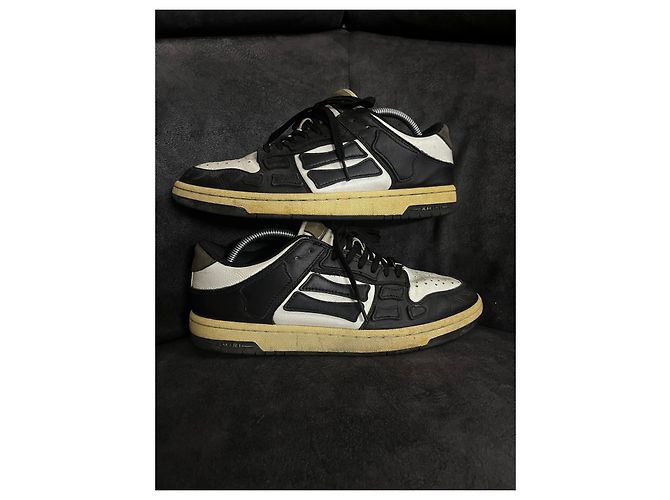 Amiri Skeleton Sneakers Low Top Nero Bianco - vista 4