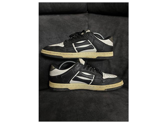 Amiri Skeleton Sneakers Low Top Nero Bianco - vista 5