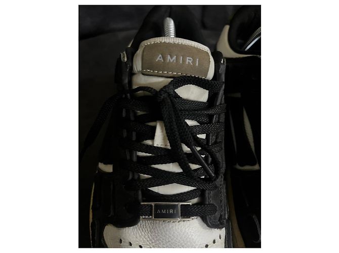 Amiri Skeleton Sneakers Low Top Nero Bianco - vista 7