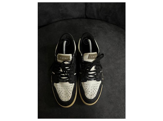 Amiri Skeleton Sneakers Low Top Nero Bianco - vista 8