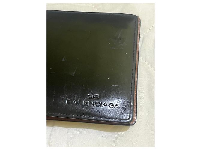 Balenciaga Leather Bi-Fold Wallet Brown Black - view 6