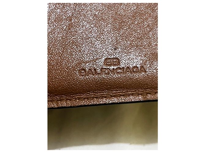 Balenciaga Leather Bi-Fold Wallet Brown Black - view 7