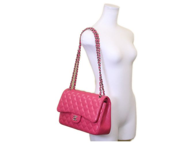 Borsa a tracolla Chanel Double Flap in agnello rosa - vista 11