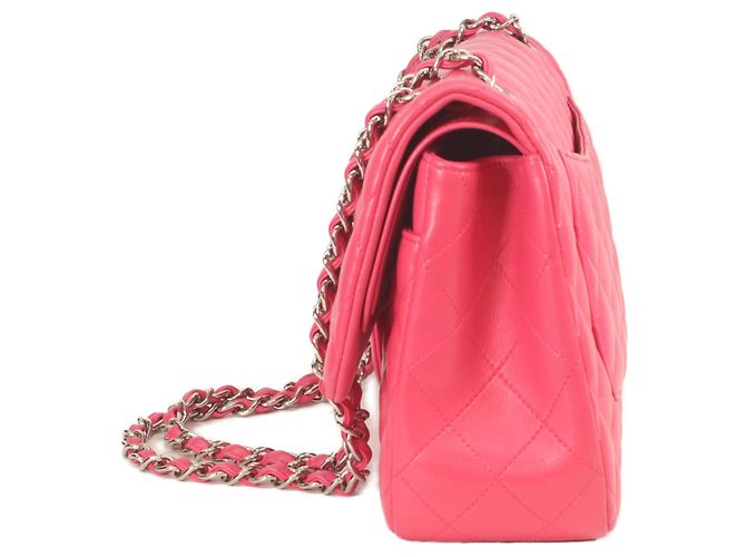Borsa a tracolla Chanel Double Flap in agnello rosa - vista 2