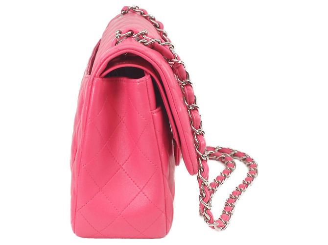 Borsa a tracolla Chanel Double Flap in agnello rosa - vista 4