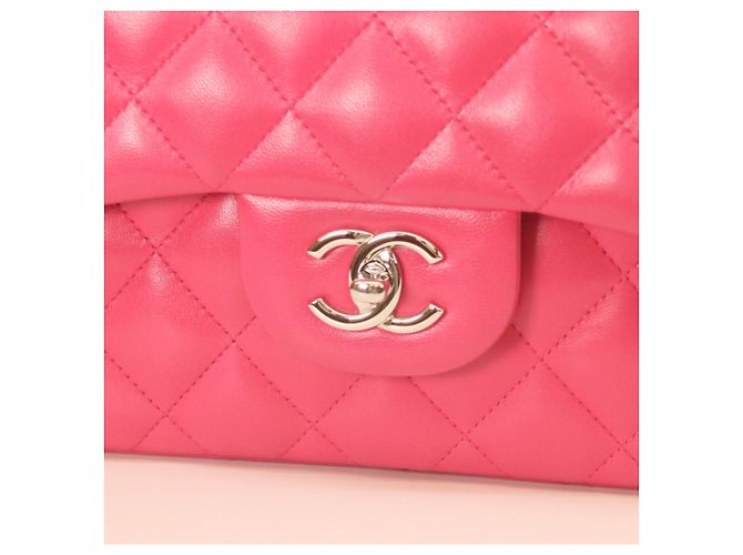 Borsa a tracolla Chanel Double Flap in agnello rosa - vista 6