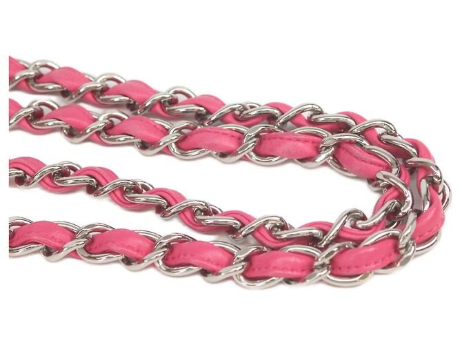 Borsa a tracolla Chanel Double Flap in agnello rosa - vista 7