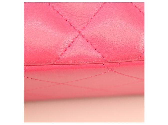 Borsa a tracolla Chanel Double Flap in agnello rosa - vista 8