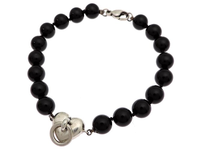 Tiffany & Co Bracciale Tiffany Heart Knock Onyx Nero Argento - vista 2