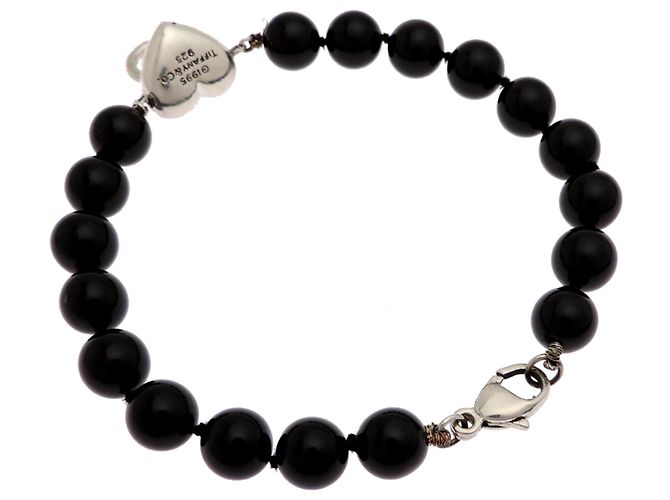 Tiffany & Co Bracciale Tiffany Heart Knock Onyx Nero Argento - vista 3