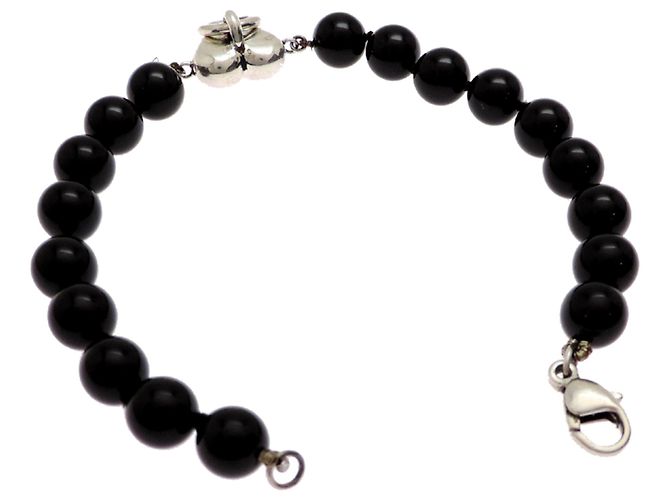 Tiffany & Co Bracciale Tiffany Heart Knock Onyx Nero Argento - vista 4