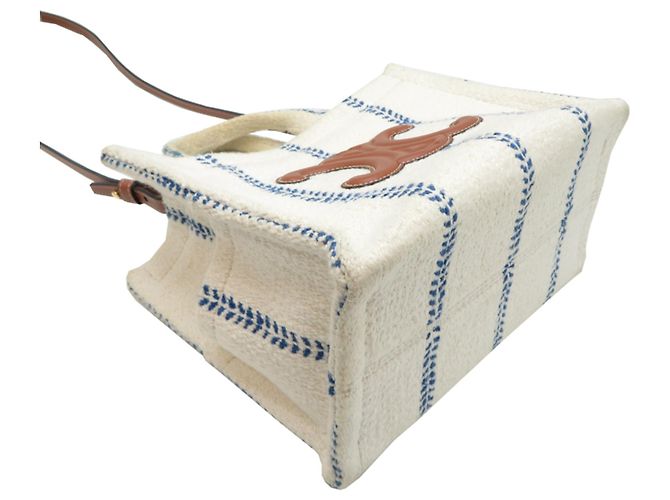 Céline Borsa a tracolla cabas Thais da donna Celine Small Marrone Bianco Blu - vista 3