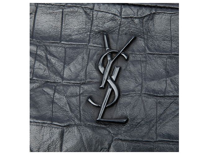 Portadocumenti con monogramma in pelle nera con stampa coccodrillo Saint Laurent Nero - vista 5