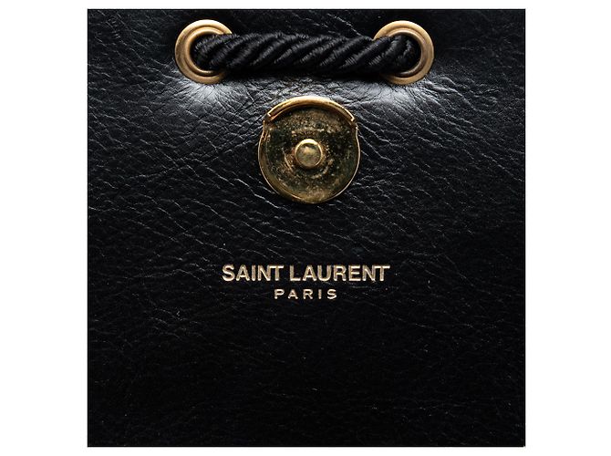 Saint Laurent Borsa a tracolla Kate in scamosciato nero con cuciture a corda, misura Medium - vista 5