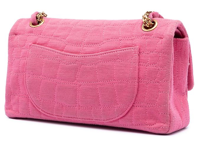Chanel Pink Croc Quilted Jersey Reissue 2.55 Double Flap 225 Rosa - vista 2