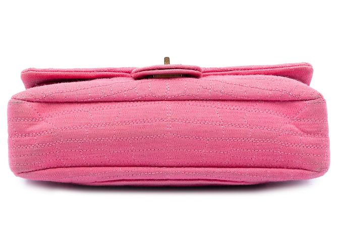 Chanel Pink Croc Quilted Jersey Reissue 2.55 Double Flap 225 Rosa - vista 3