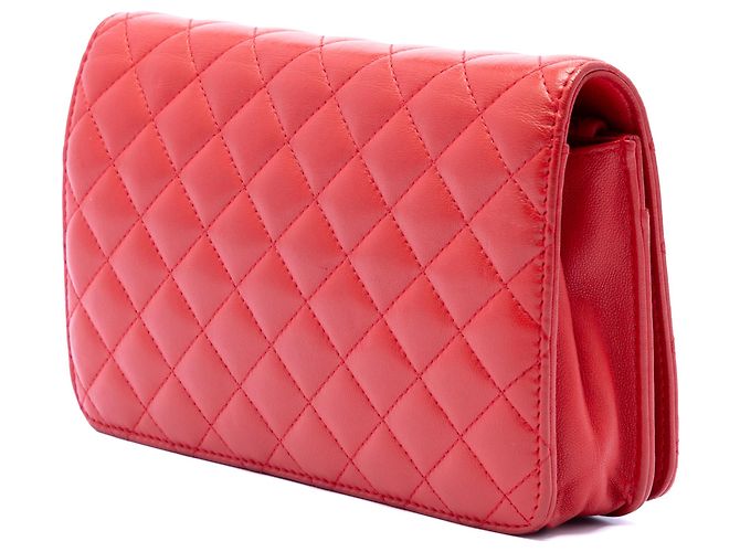 Chanel Rote CC gesteppte Lammleder Wallet on Chain - Ansicht 2