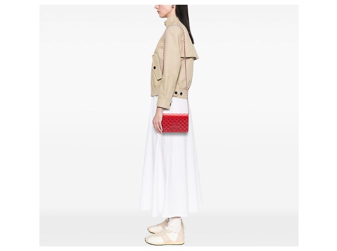 Chanel Rote CC gesteppte Lammleder Wallet on Chain - Ansicht 6