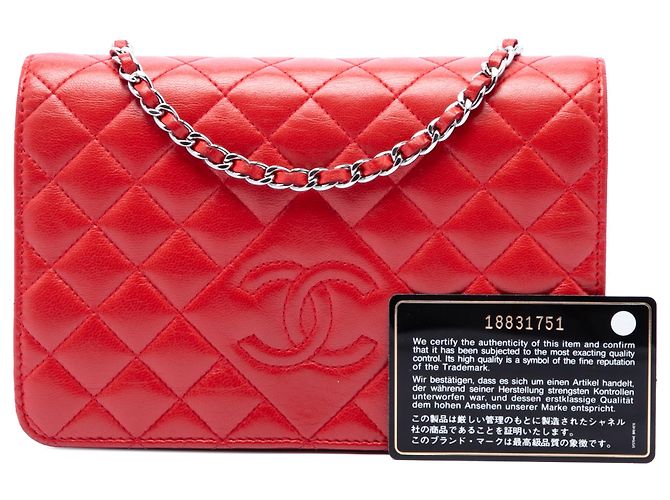 Chanel Rote CC gesteppte Lammleder Wallet on Chain - Ansicht 7