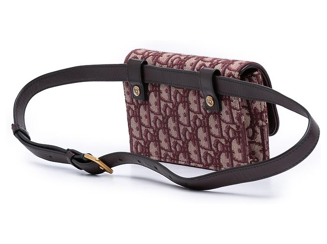 Dior Saddle Gürteltasche aus rotem Oblique Canvas Bordeaux - Ansicht 2