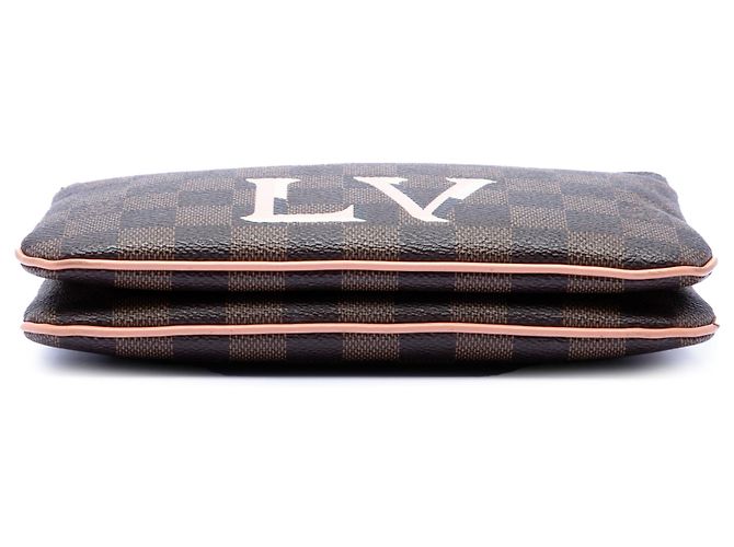 Louis Vuitton Pochette Double Zip in Damier Ebene marrone - vista 3