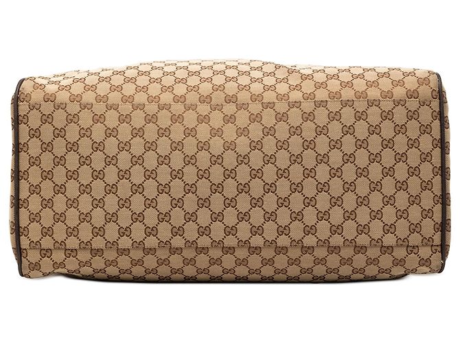 Borsa da viaggio Gucci in tela GG beige con banda Web - vista 3
