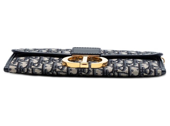 Clutch 30 Montaigne in tela Blue Oblique di Dior con catena Blu navy - vista 3