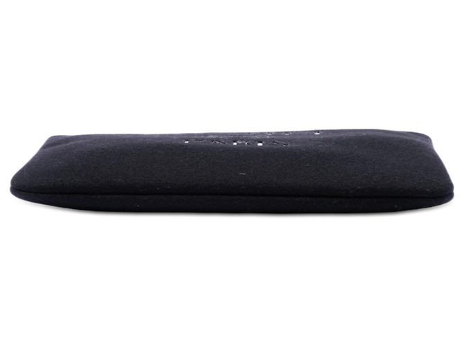 Clutch Chanel Black Large Wool Felt Deauville O Case Nero - vista 3