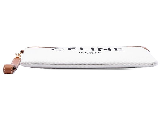 Céline Pochette Celine Brown Large Canvas Logo Marrone Beige - vista 3
