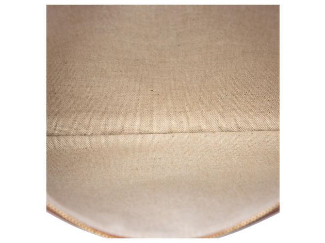 Céline Pochette Celine Brown Large Canvas Logo Marrone Beige - vista 4