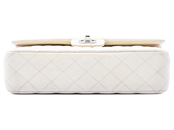 Chanel White Medium Classic Caviar Double Flap Bianco Crudo - vista 3