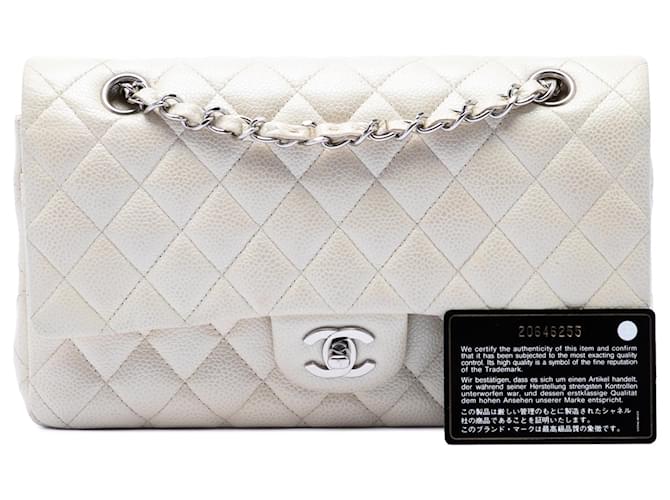 Chanel White Medium Classic Caviar Double Flap Bianco Crudo - vista 7