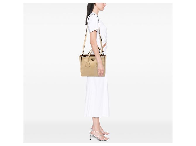 Borsa Prada Beige Glace Calf Twin Pocket Double Handle - vista 6