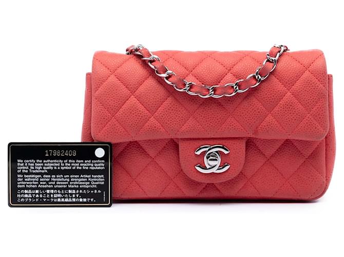 Chanel Mini Rectangular Classic Caviar Rot mit Einzelklappe - Ansicht 6