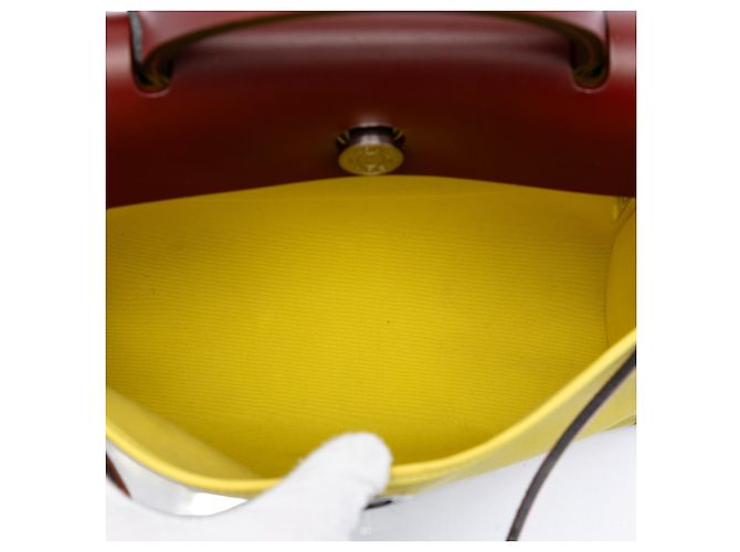 Hermès Yellow Toile Herbag Zip 31 Bordò - vista 4
