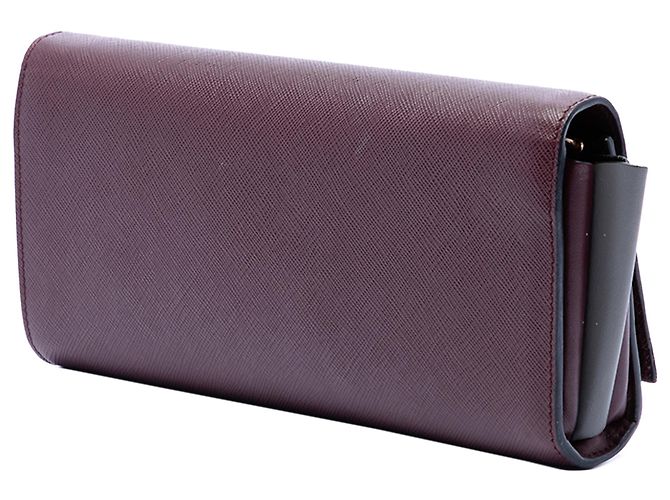 Clutch Bibliotheque Prada in Saffiano rosso e pelle City con catena Bordò - vista 2